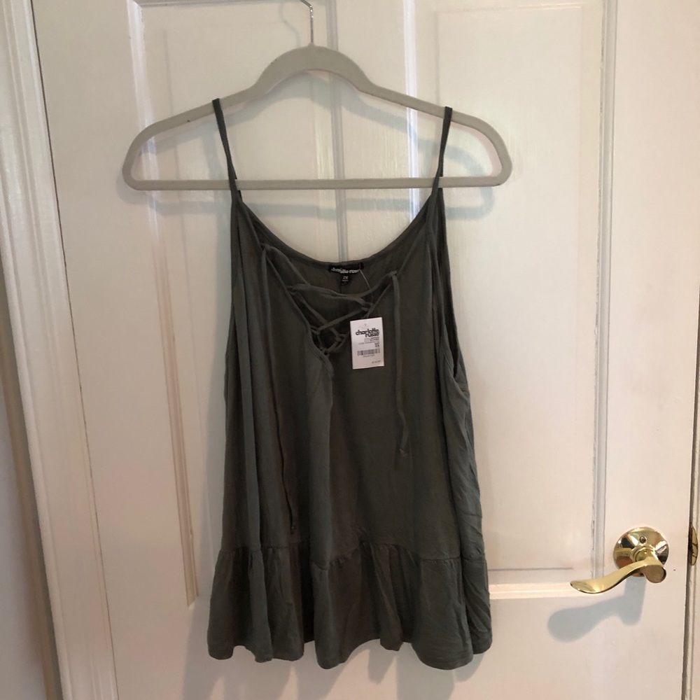 Charlotte Russe Plus Green Lace up tank